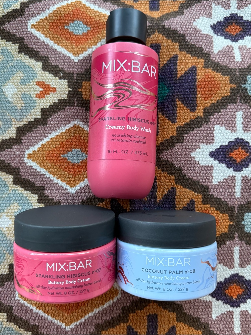 x3 MixBar Sparkling Hibiscus Body Wash Body Cream with Shea Butter Coconut Balm